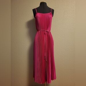 NWT Sam Edelman Hot Pink Satin Plisse Dress Size Small